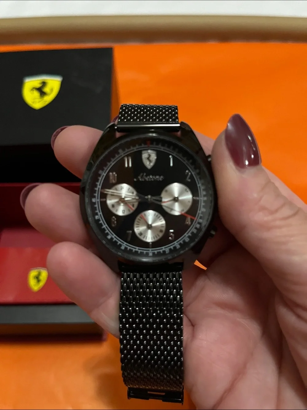 Ferrari Black Men's Chronograph with Silver Subdials